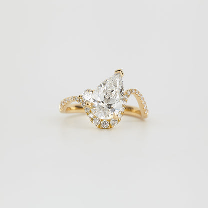 2 CT Emerald Pave Moissanite Engagement Ring