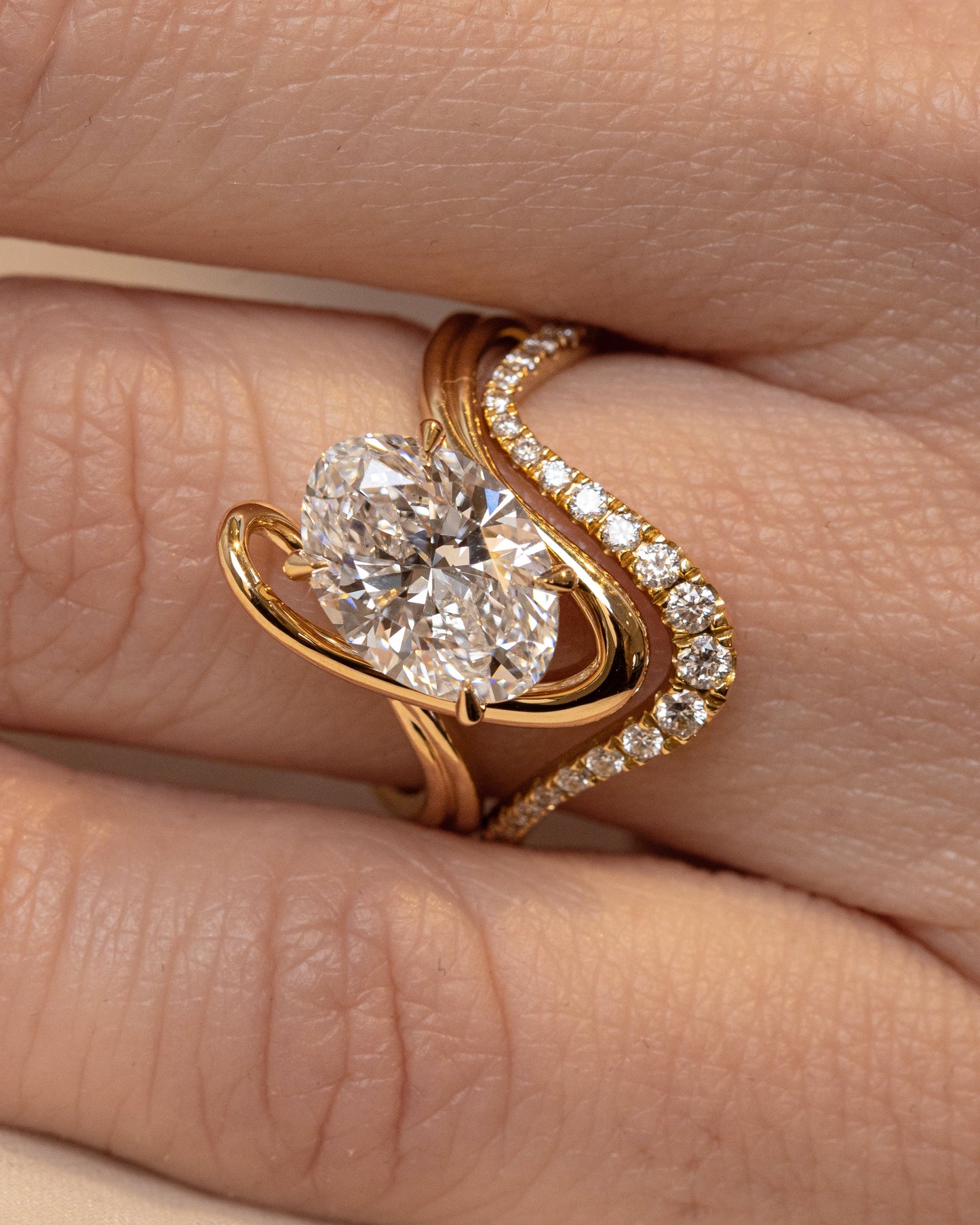 2 CT Emerald Pave Moissanite Engagement Ring