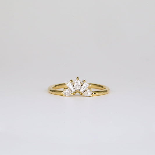 0.35 TCW Round Diamond Curved Pave DEF/VVS Lab Grown Wedding Band