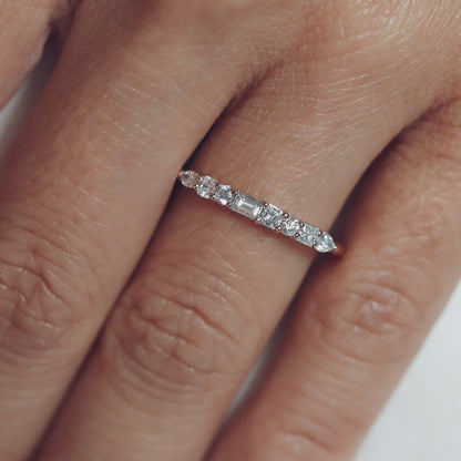0.35 TCW Round Diamond Curved Pave DEF/VVS Lab Grown Wedding Band