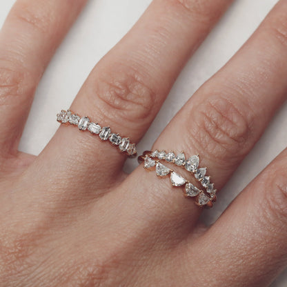 0.35 TCW Round Diamond Curved Pave DEF/VVS Lab Grown Wedding Band