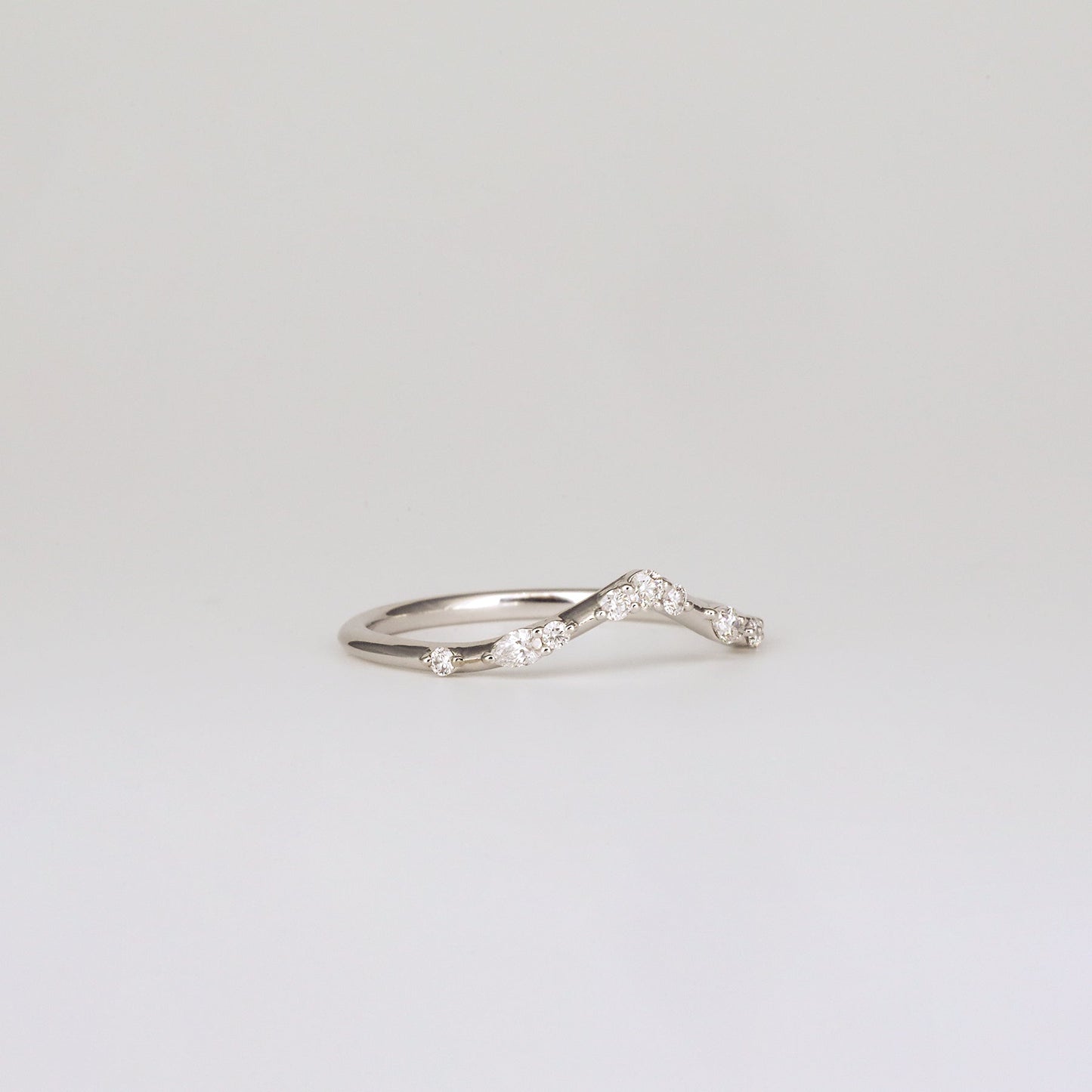 0.35 TCW Round Diamond Curved Pave DEF/VVS Lab Grown Wedding Band