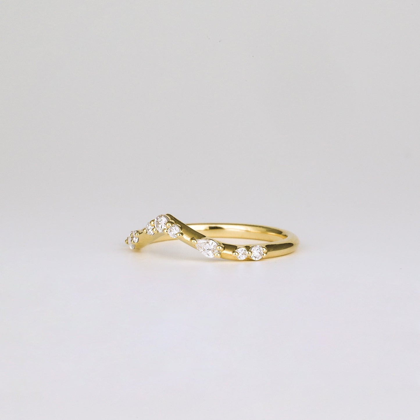 0.35 TCW Round Diamond Curved Pave DEF/VVS Lab Grown Wedding Band