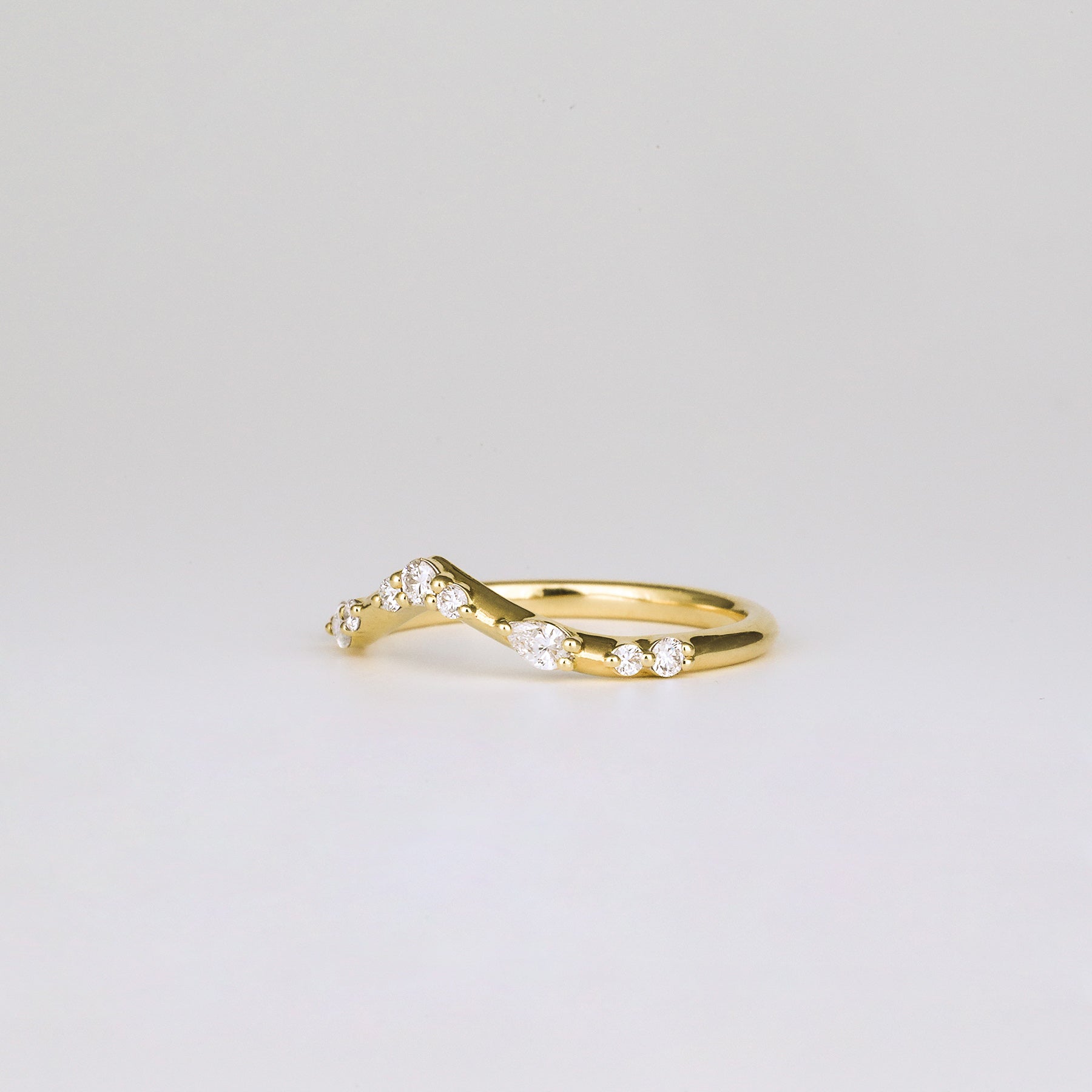 0.35 TCW Round Diamond Curved Pave DEF/VVS Lab Grown Wedding Band