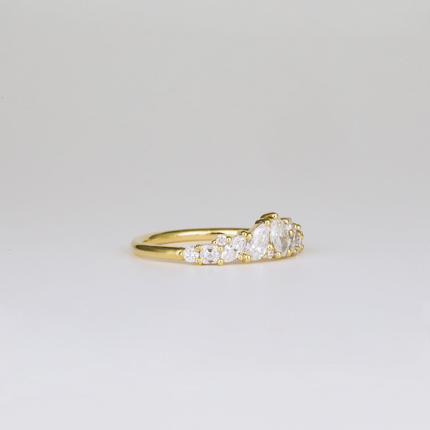 0.35 TCW Round Diamond Curved Pave DEF/VVS Lab Grown Wedding Band