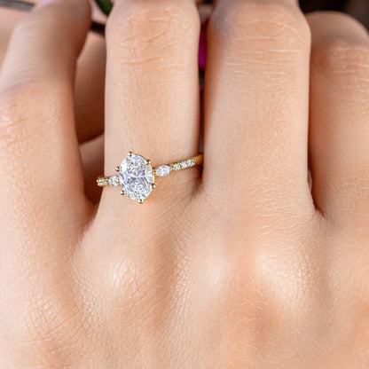 2 CT Round Three Stones Lab Grown Diamond Engagement Ring