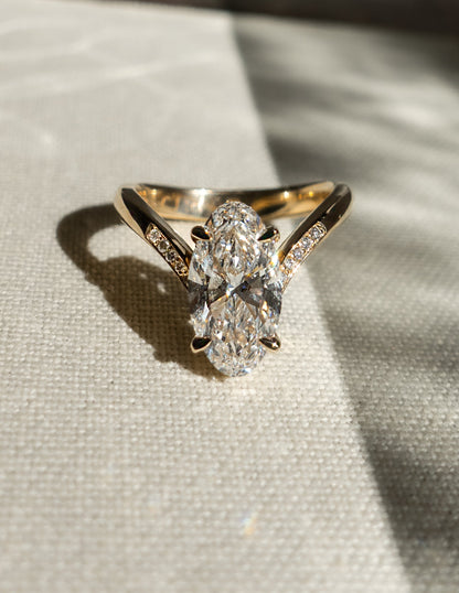 3 CT Moval Swirl Pave Lab Grown Engagement Ring