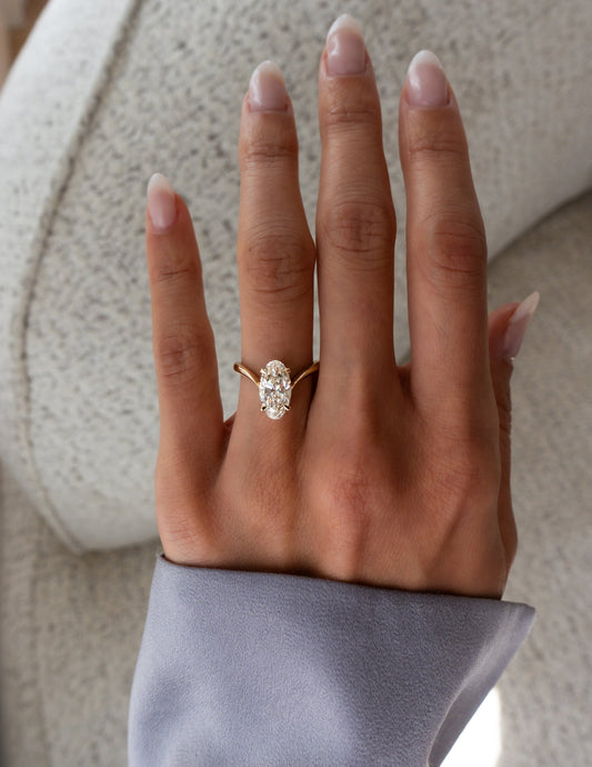 3 CT Moval Solitaire Lab Grown Engagement Ring