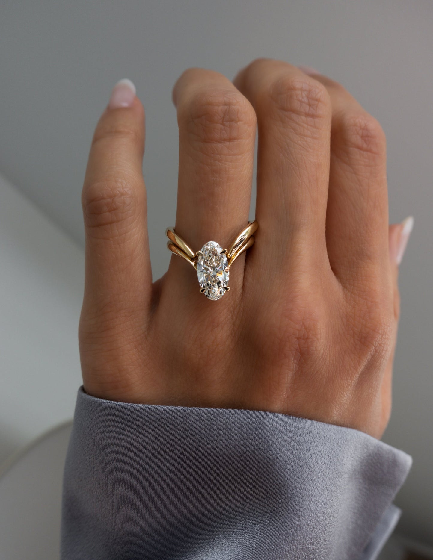 3 CT Moval Solitaire Lab Grown Engagement Ring