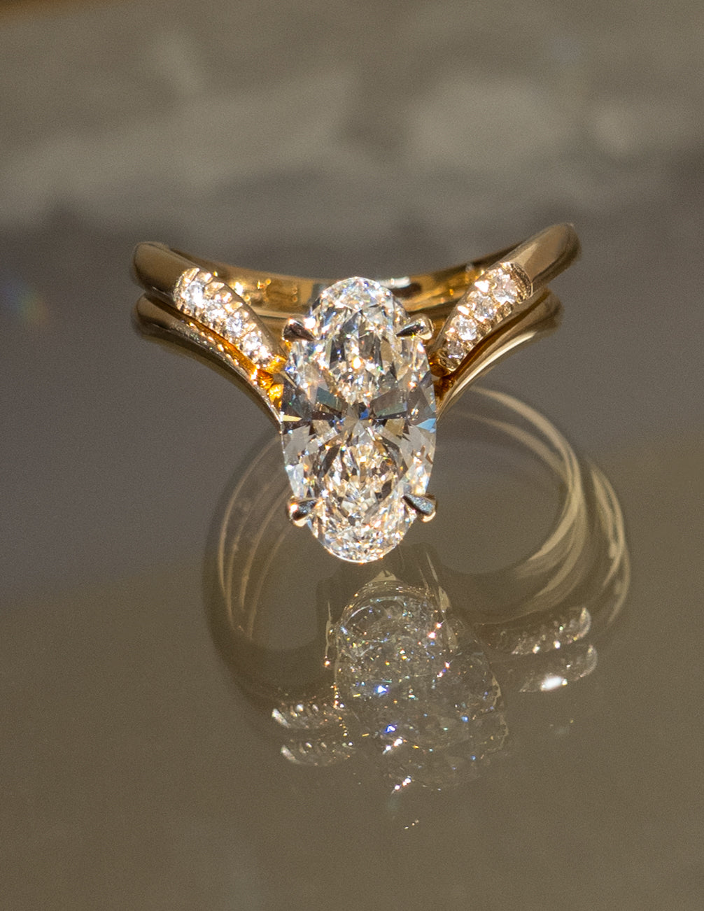 2.5 CT Oval Cut Solitaire Lab Grown Diamond Ring With Wrap Pave Band