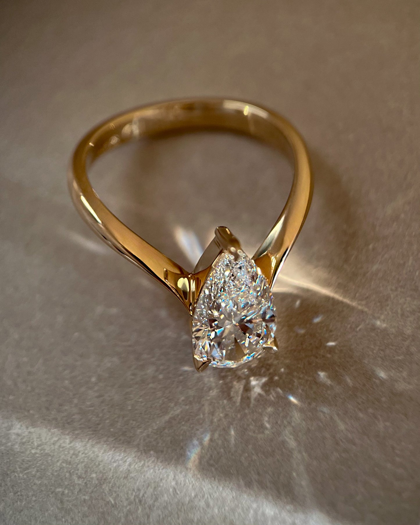 2 CT Pear Solitaire Lab Grown Engagement Ring
