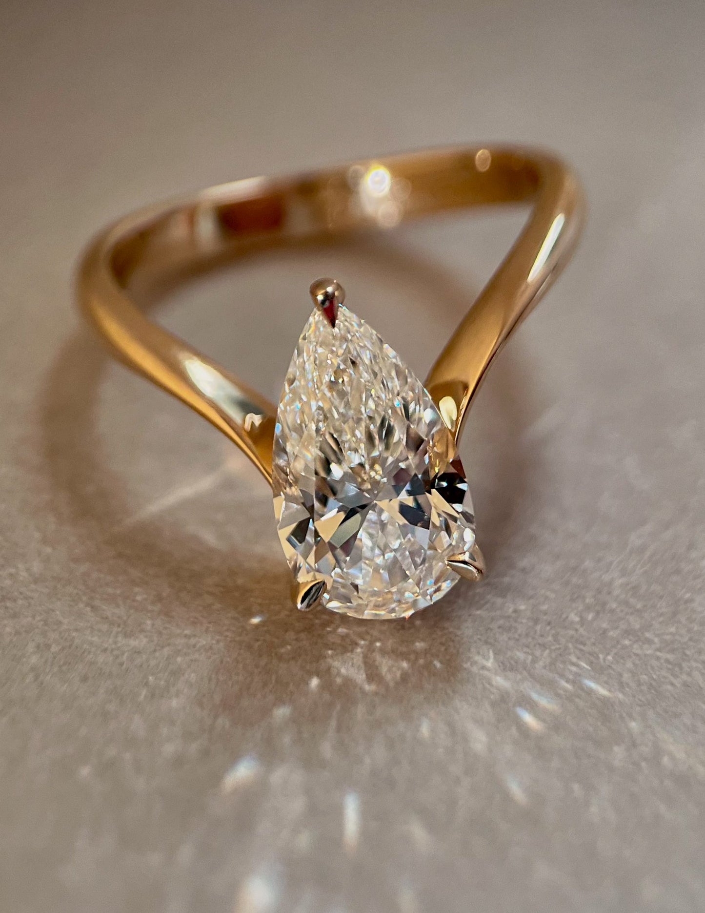 2 CT Pear Solitaire Lab Grown Engagement Ring
