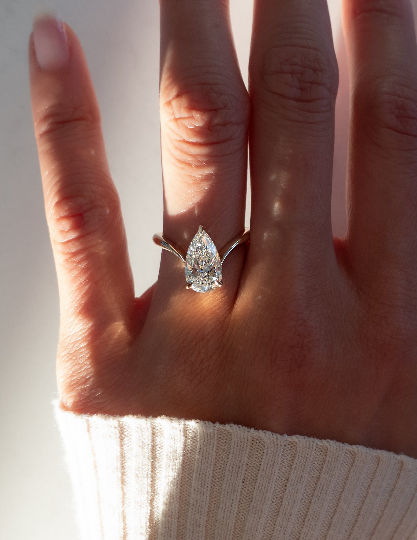 2 CT Pear Solitaire Lab Grown Engagement Ring