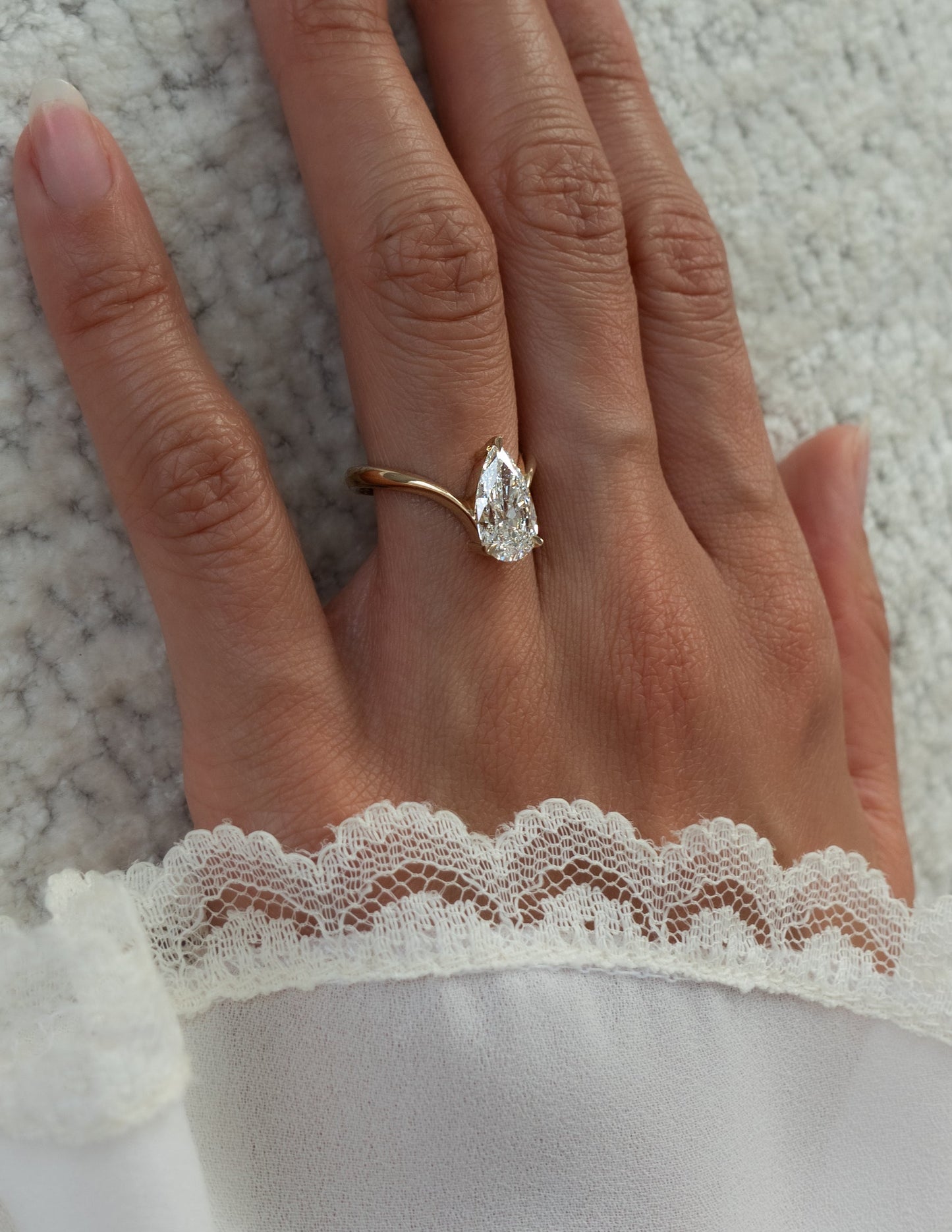 2 CT Pear Solitaire Lab Grown Engagement Ring