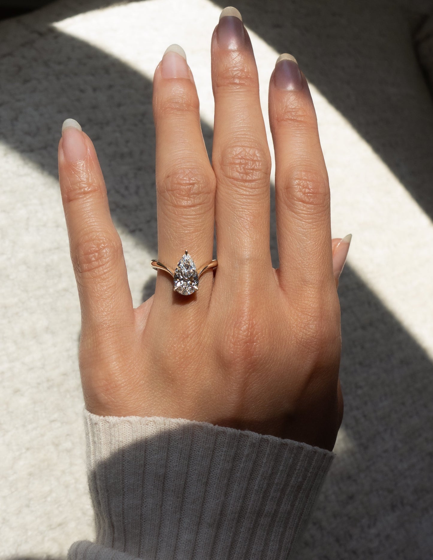 2 CT Pear Solitaire Lab Grown Engagement Ring