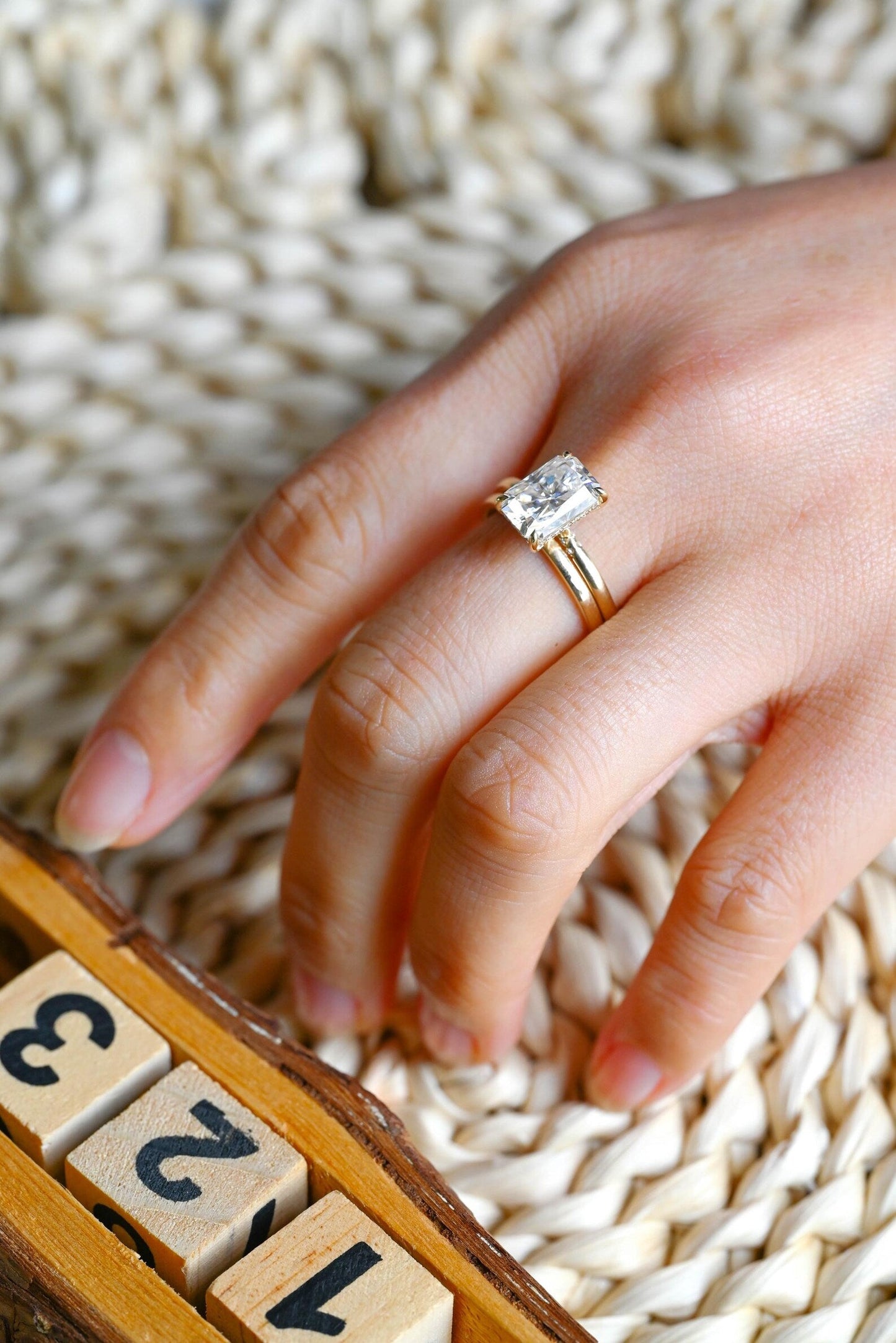 1.0 CT Round Solitaire Lab Grown Diamond Bridal Ring Set
