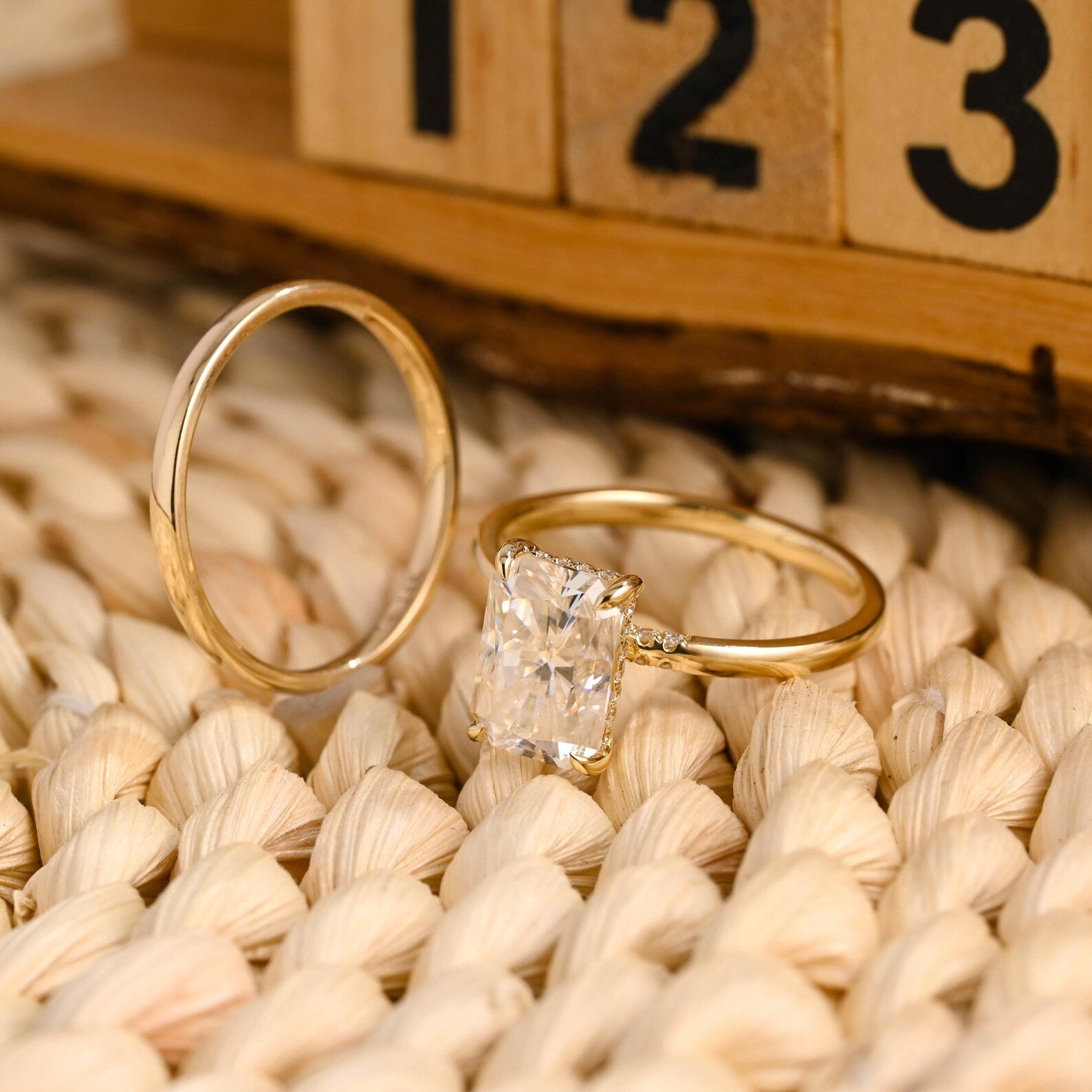 1.0 CT Round Solitaire Lab Grown Diamond Bridal Ring Set