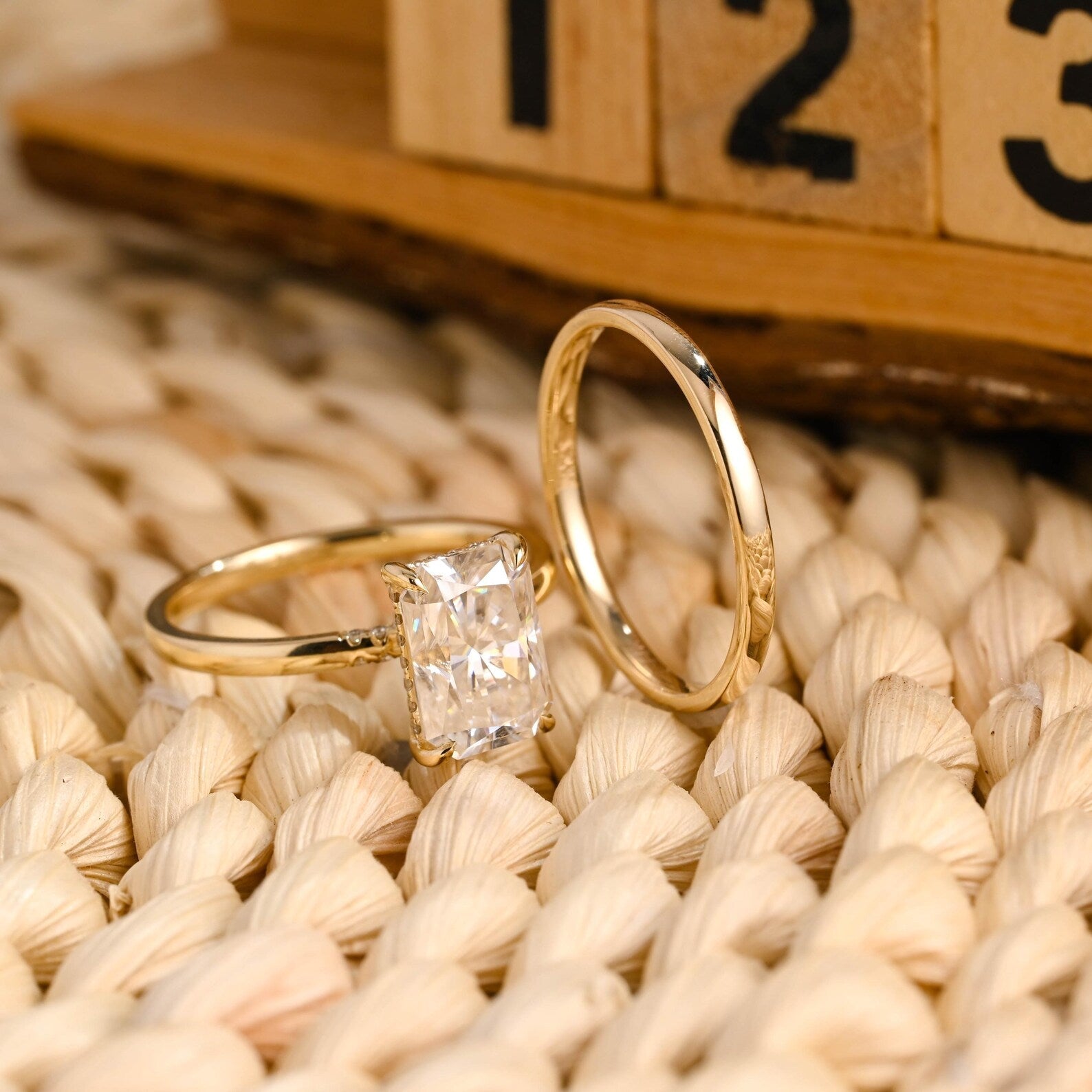 1.0 CT Round Solitaire Lab Grown Diamond Bridal Ring Set
