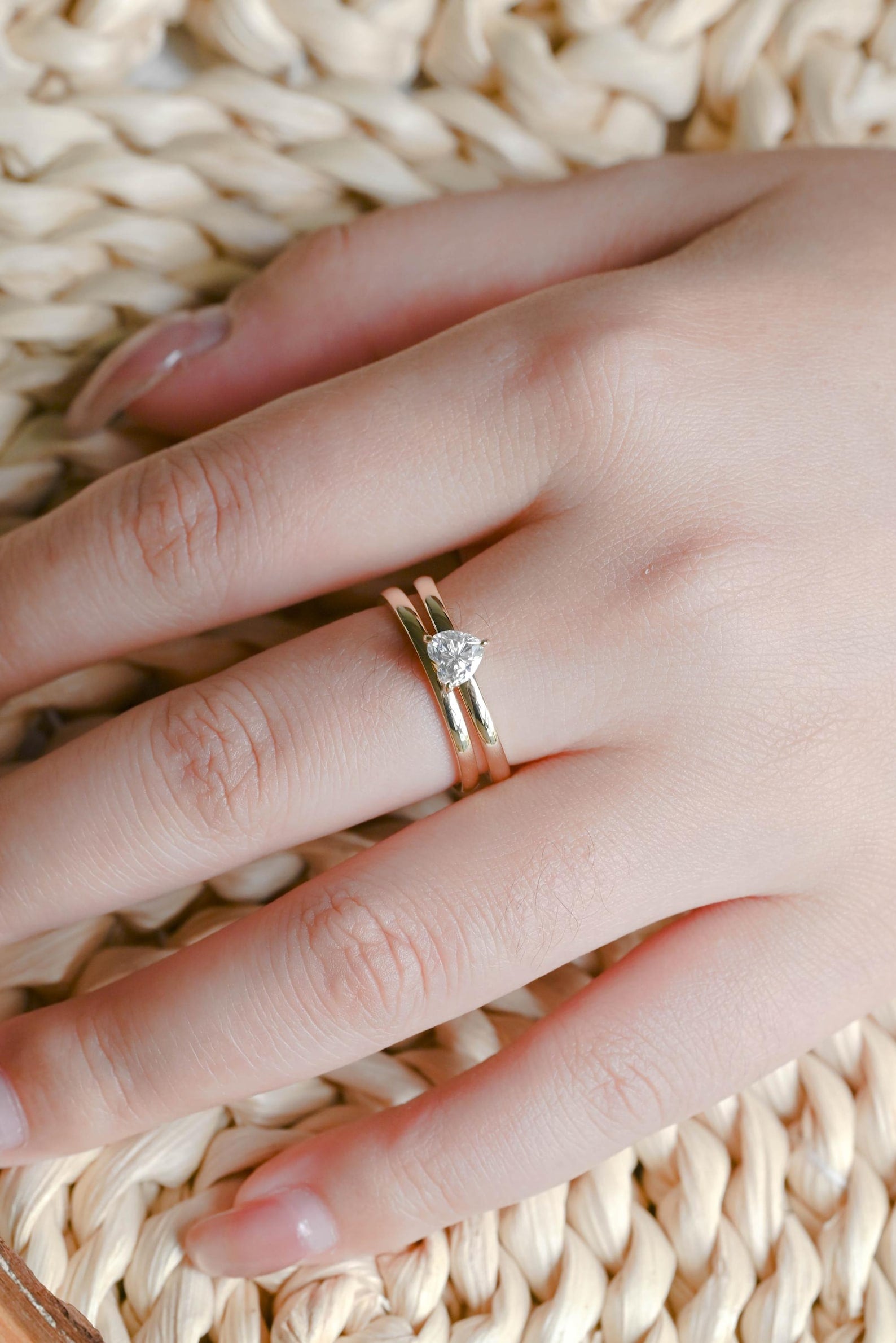 1.0 CT Round Solitaire Lab Grown Diamond Bridal Ring Set