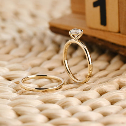 1.0 CT Round Solitaire Lab Grown Diamond Bridal Ring Set