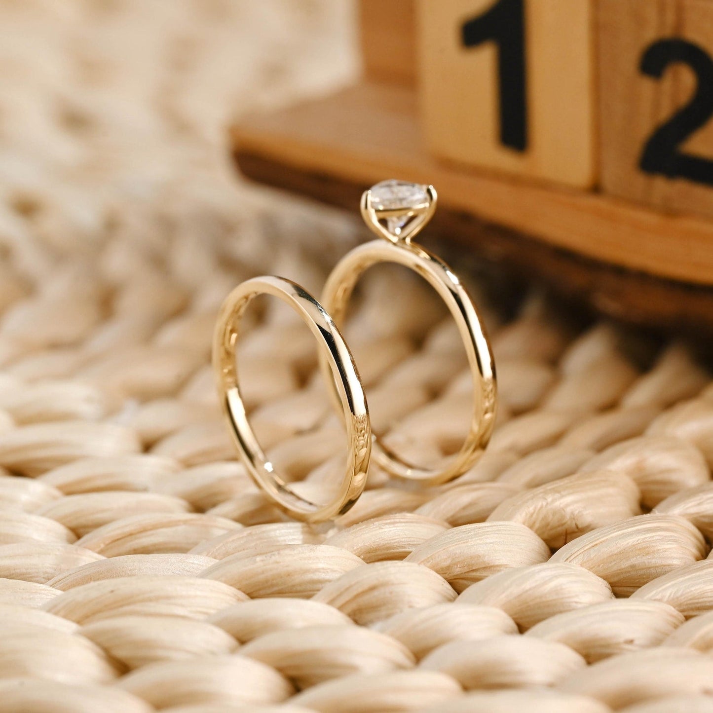 1.0 CT Round Solitaire Lab Grown Diamond Bridal Ring Set