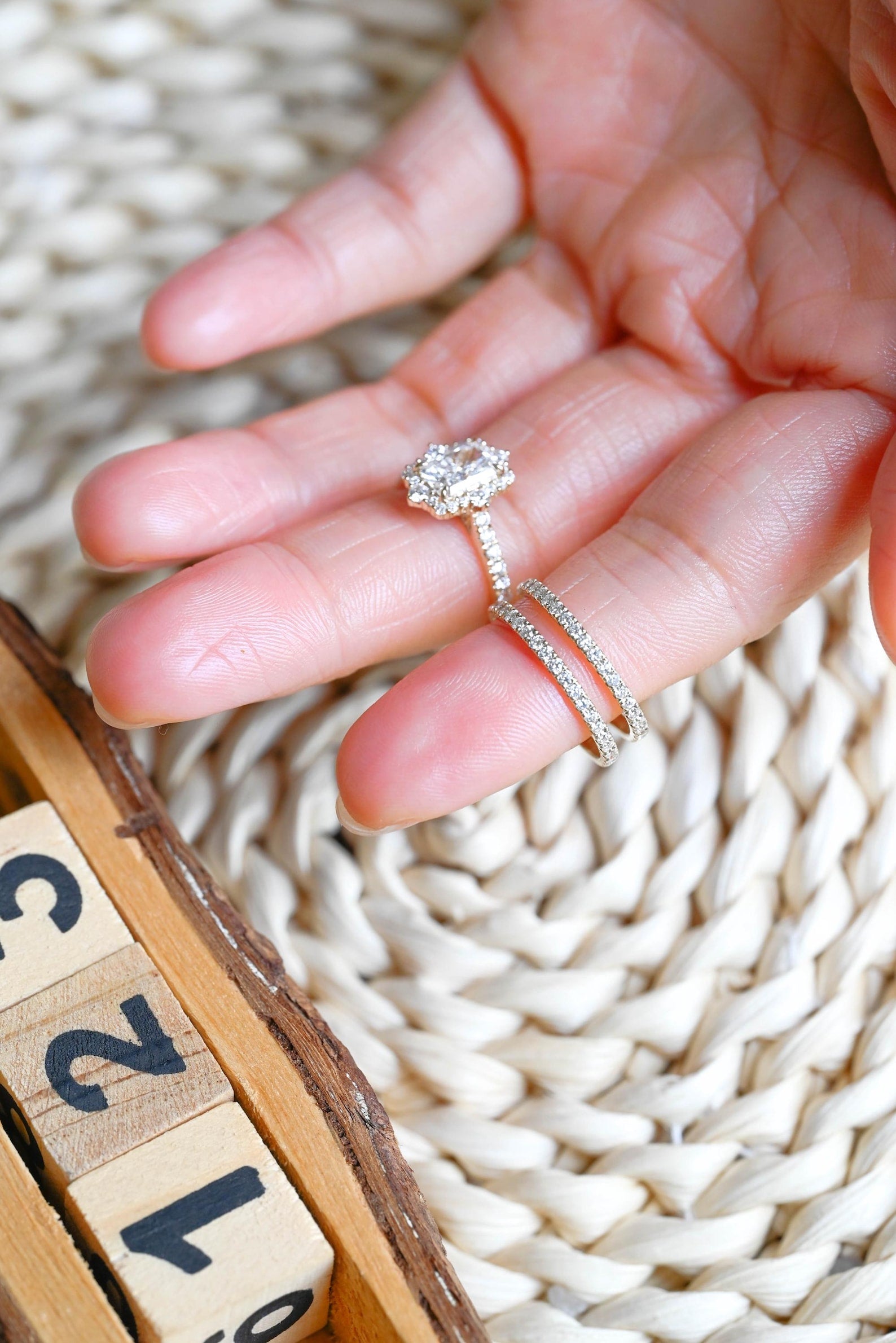 1.0 CT Round Solitaire Lab Grown Diamond Bridal Ring Set