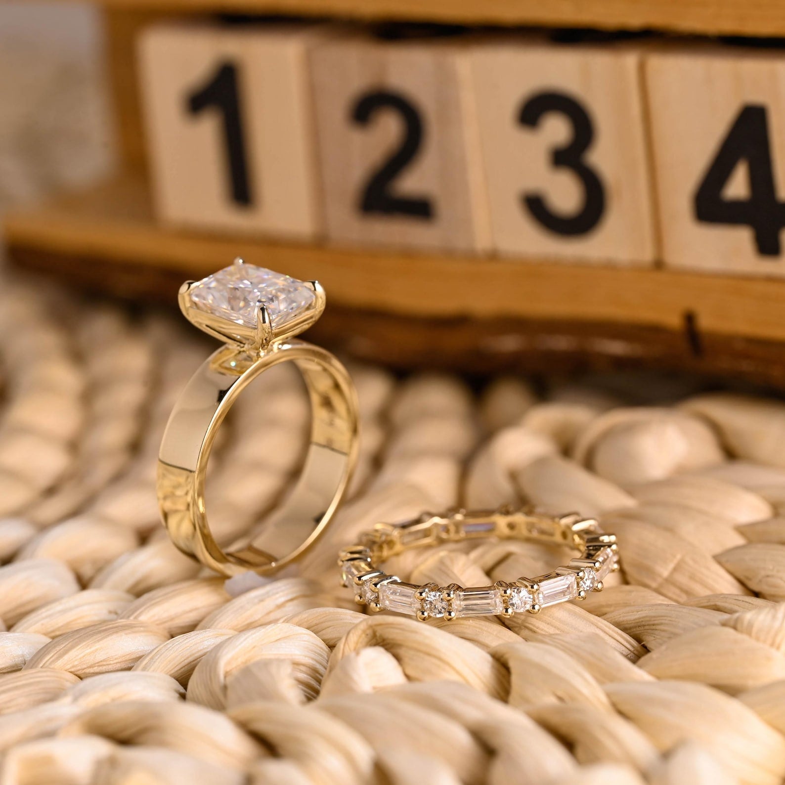 1.0 CT Round Solitaire Lab Grown Diamond Bridal Ring Set