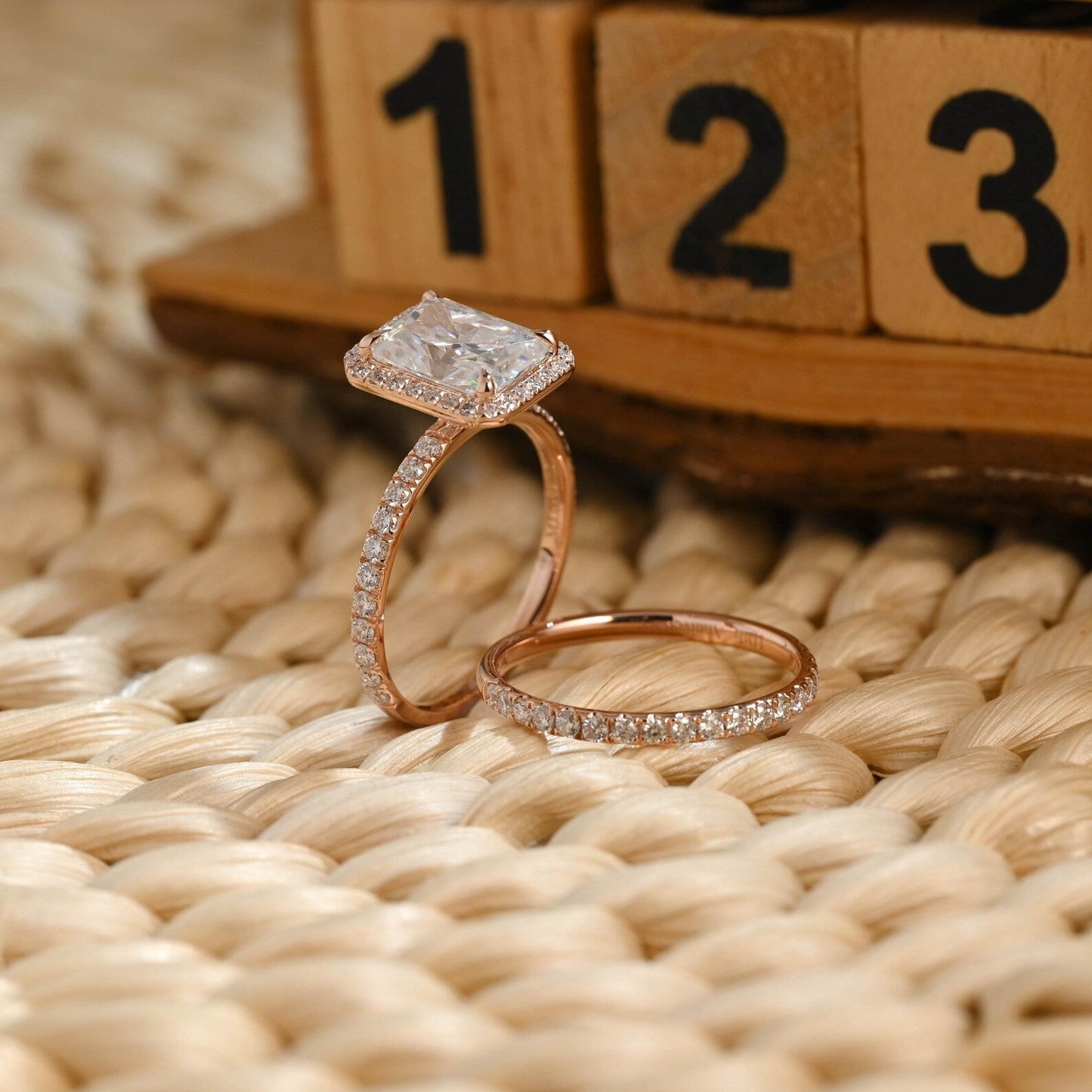 1.0 CT Round Solitaire Lab Grown Diamond Bridal Ring Set