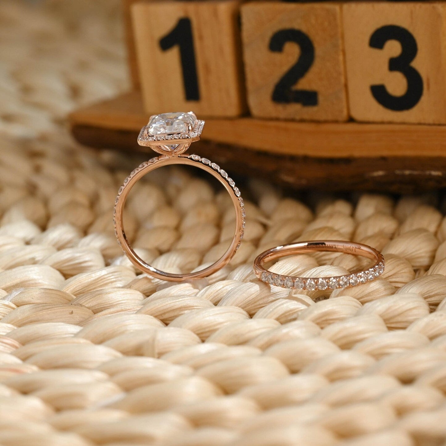 1.0 CT Round Solitaire Lab Grown Diamond Bridal Ring Set