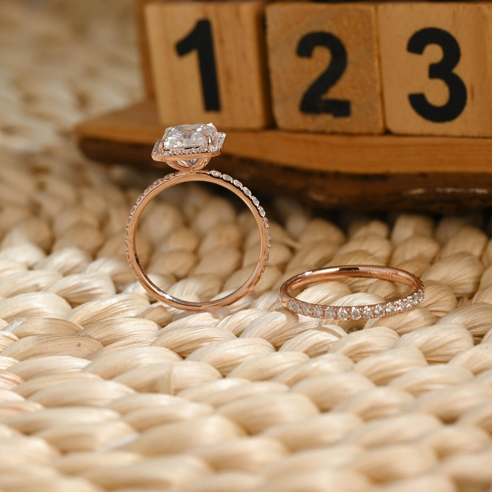 1.0 CT Round Solitaire Lab Grown Diamond Bridal Ring Set
