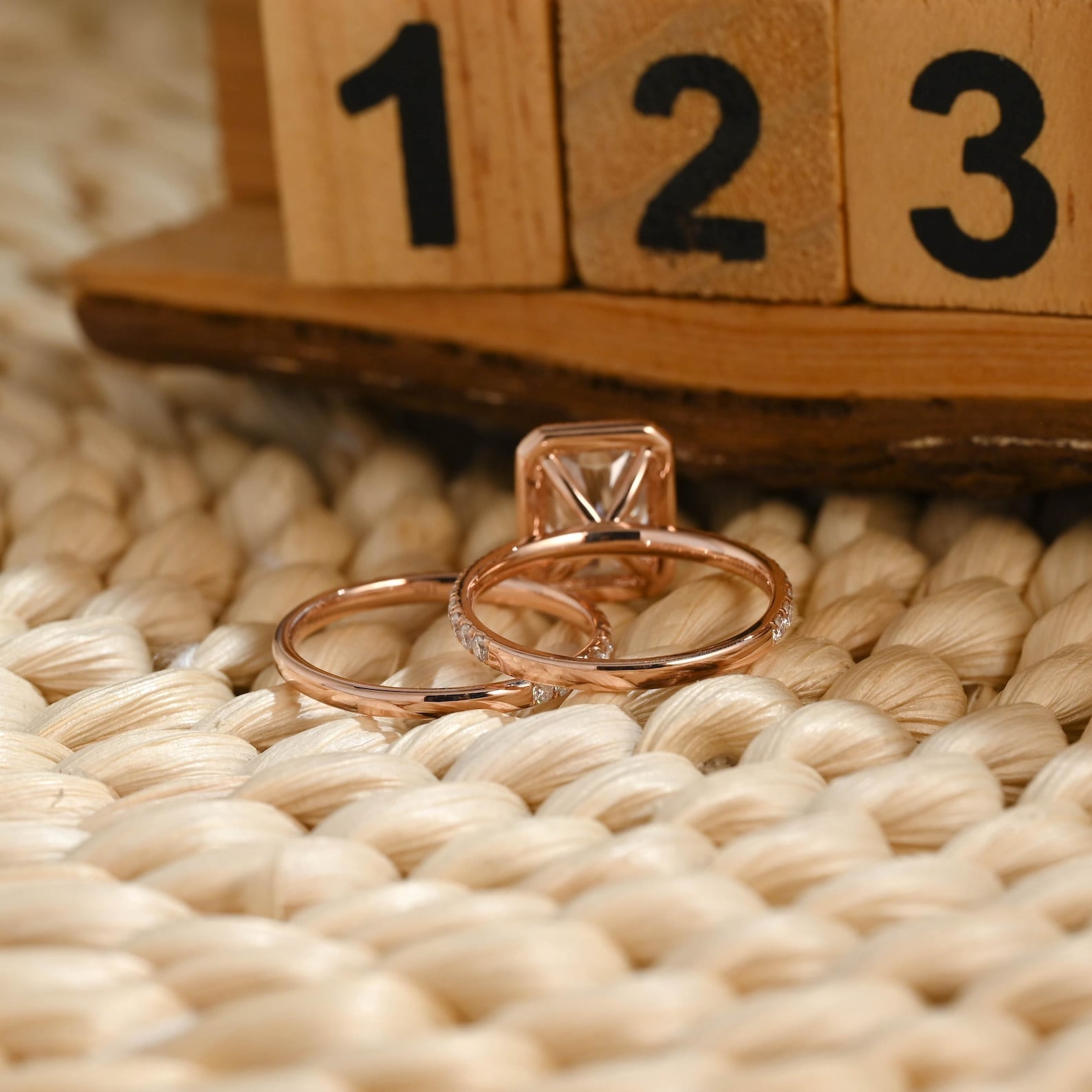 1.0 CT Round Solitaire Lab Grown Diamond Bridal Ring Set