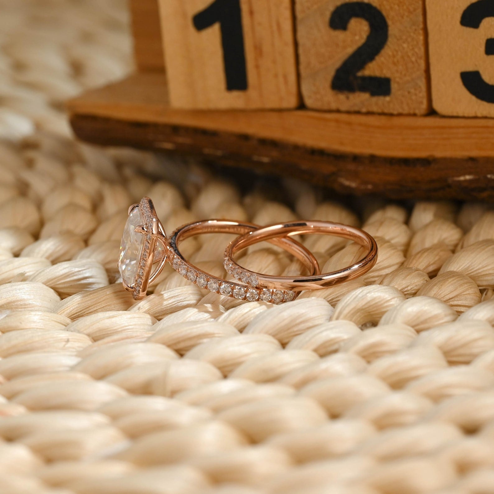 1.0 CT Round Solitaire Lab Grown Diamond Bridal Ring Set