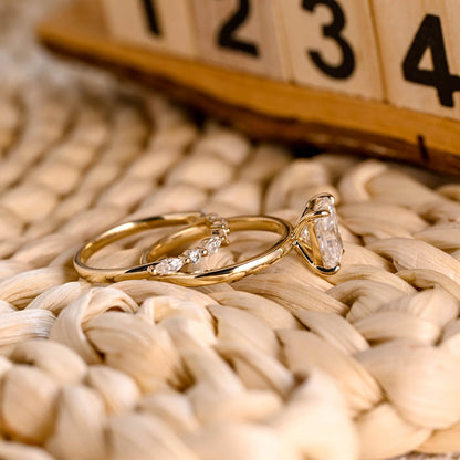 1.0 CT Round Solitaire Lab Grown Diamond Bridal Ring Set