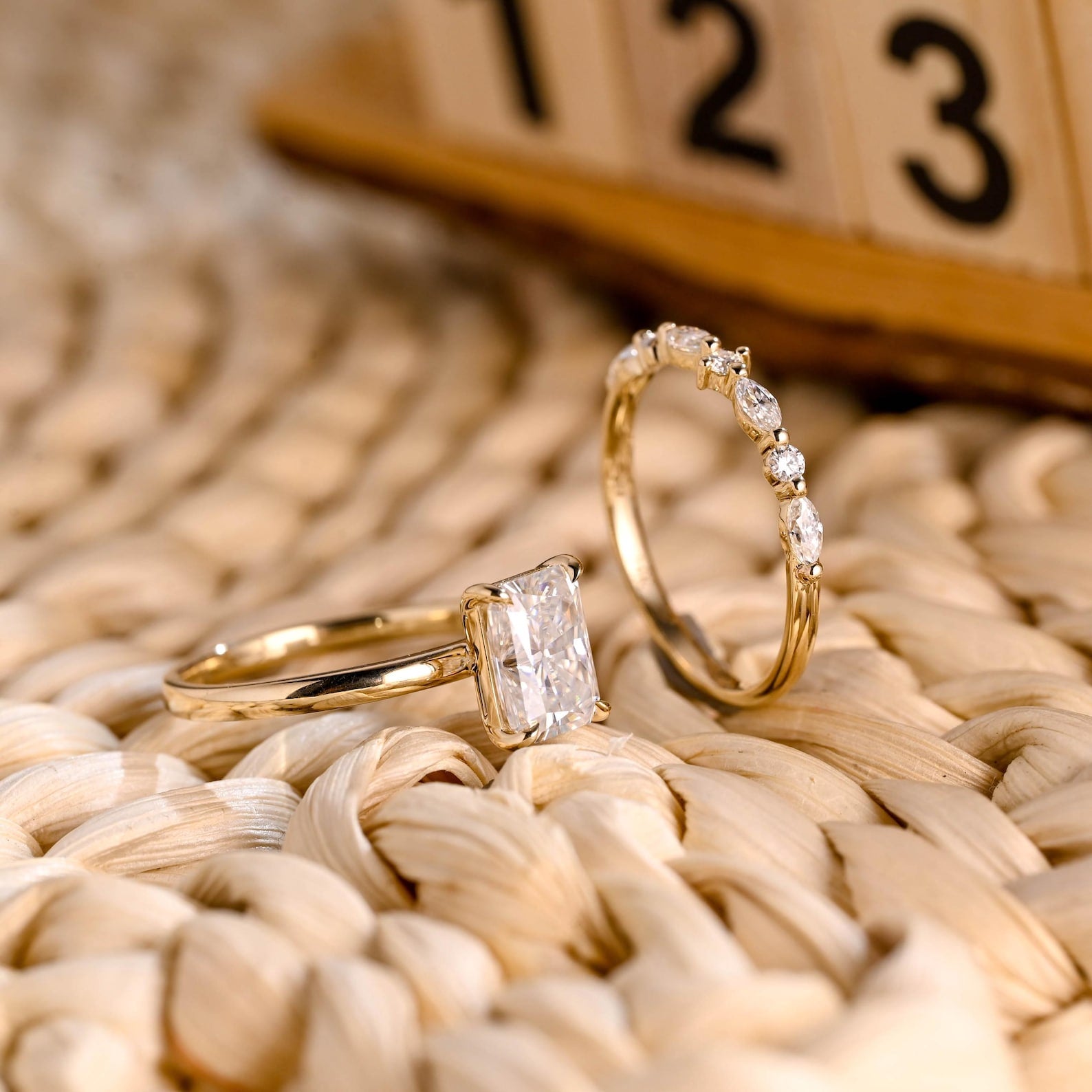 1.0 CT Round Solitaire Lab Grown Diamond Bridal Ring Set