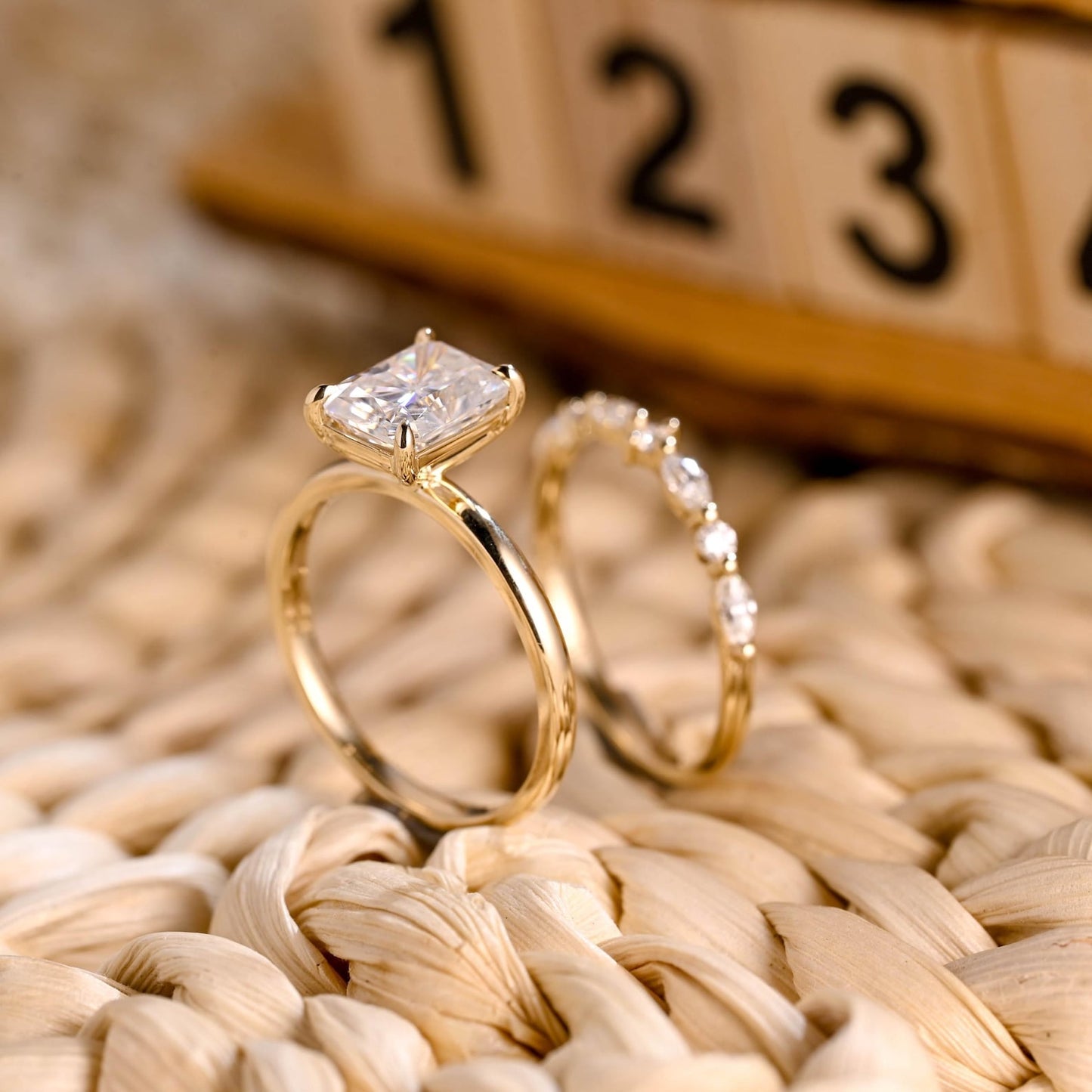 1.0 CT Round Solitaire Lab Grown Diamond Bridal Ring Set