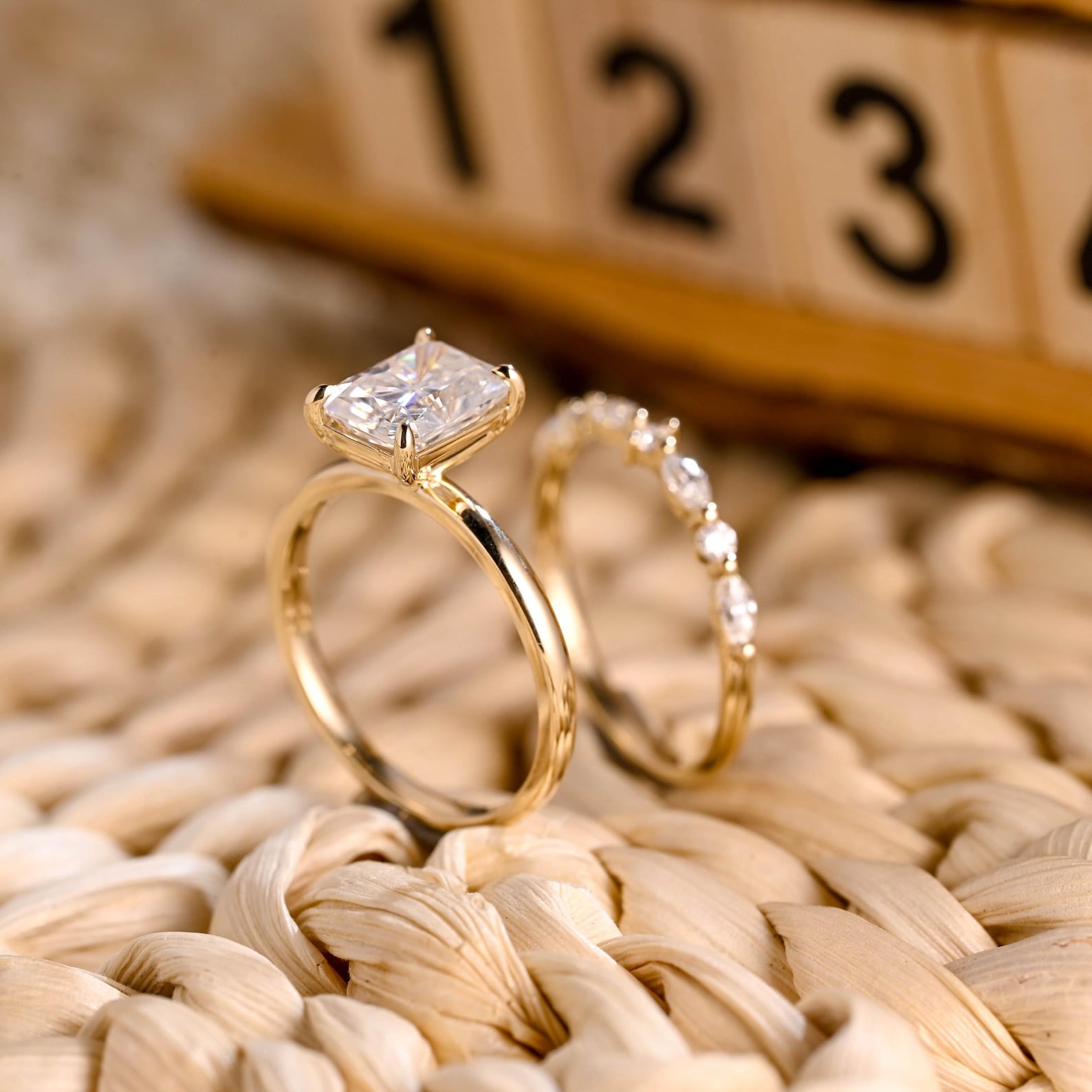 1.0 CT Round Solitaire Lab Grown Diamond Bridal Ring Set