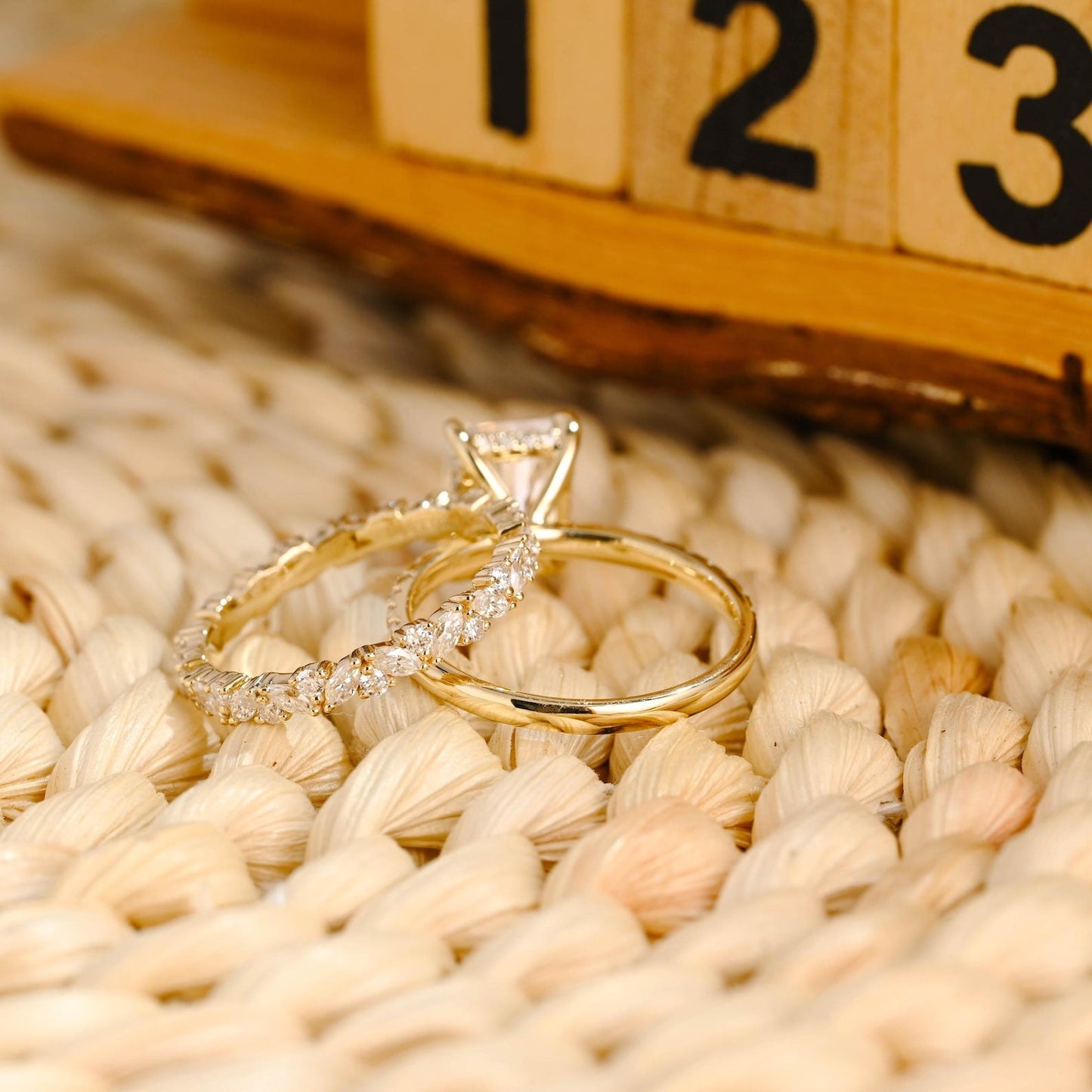 1.0 CT Round Solitaire Lab Grown Diamond Bridal Ring Set