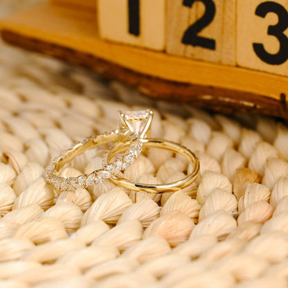 1.0 CT Round Solitaire Lab Grown Diamond Bridal Ring Set