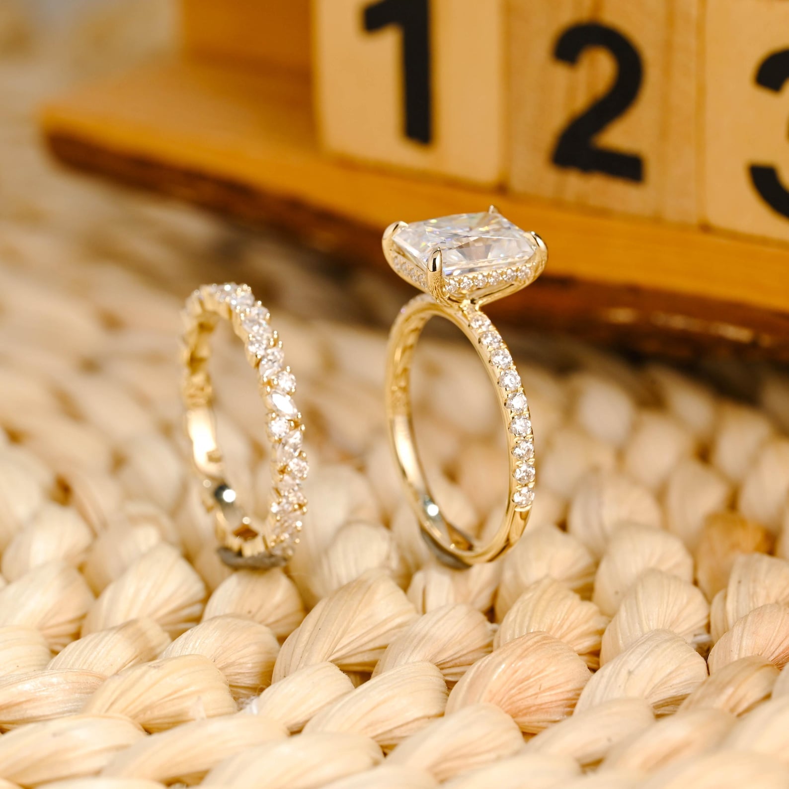 1.0 CT Round Solitaire Lab Grown Diamond Bridal Ring Set