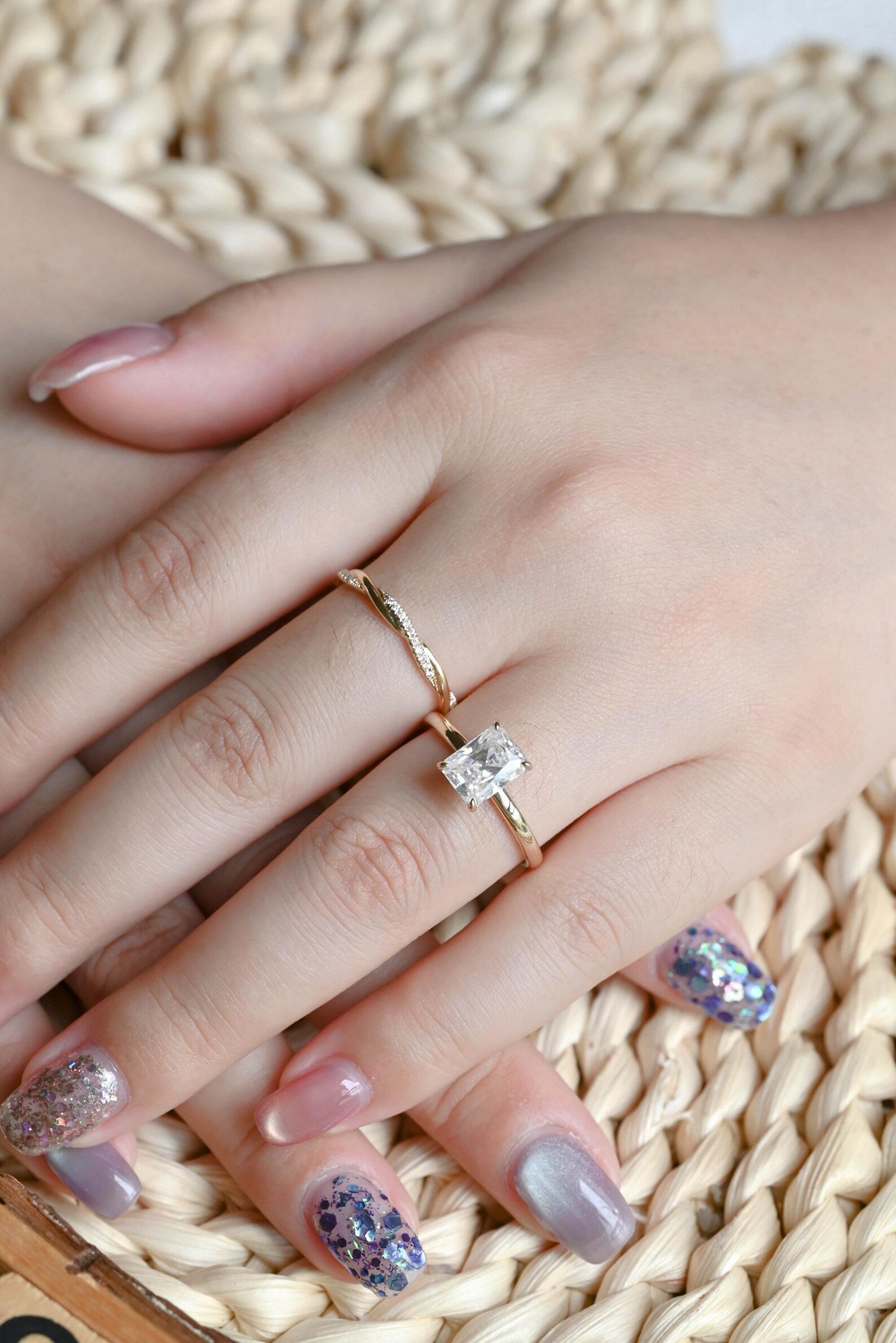 1.0 CT Round Solitaire Lab Grown Diamond Bridal Ring Set