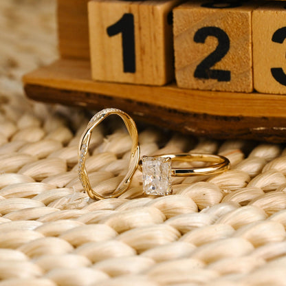 1.0 CT Round Solitaire Lab Grown Diamond Bridal Ring Set