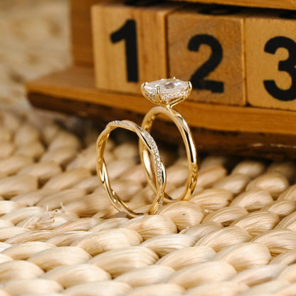 1.0 CT Round Solitaire Lab Grown Diamond Bridal Ring Set