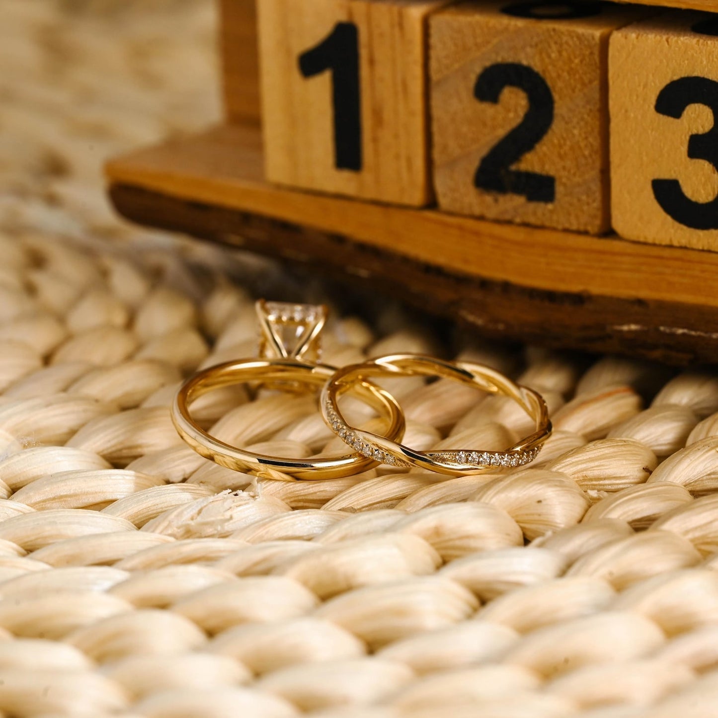 1.0 CT Round Solitaire Lab Grown Diamond Bridal Ring Set