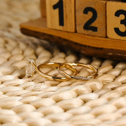 1.0 CT Round Solitaire Lab Grown Diamond Bridal Ring Set