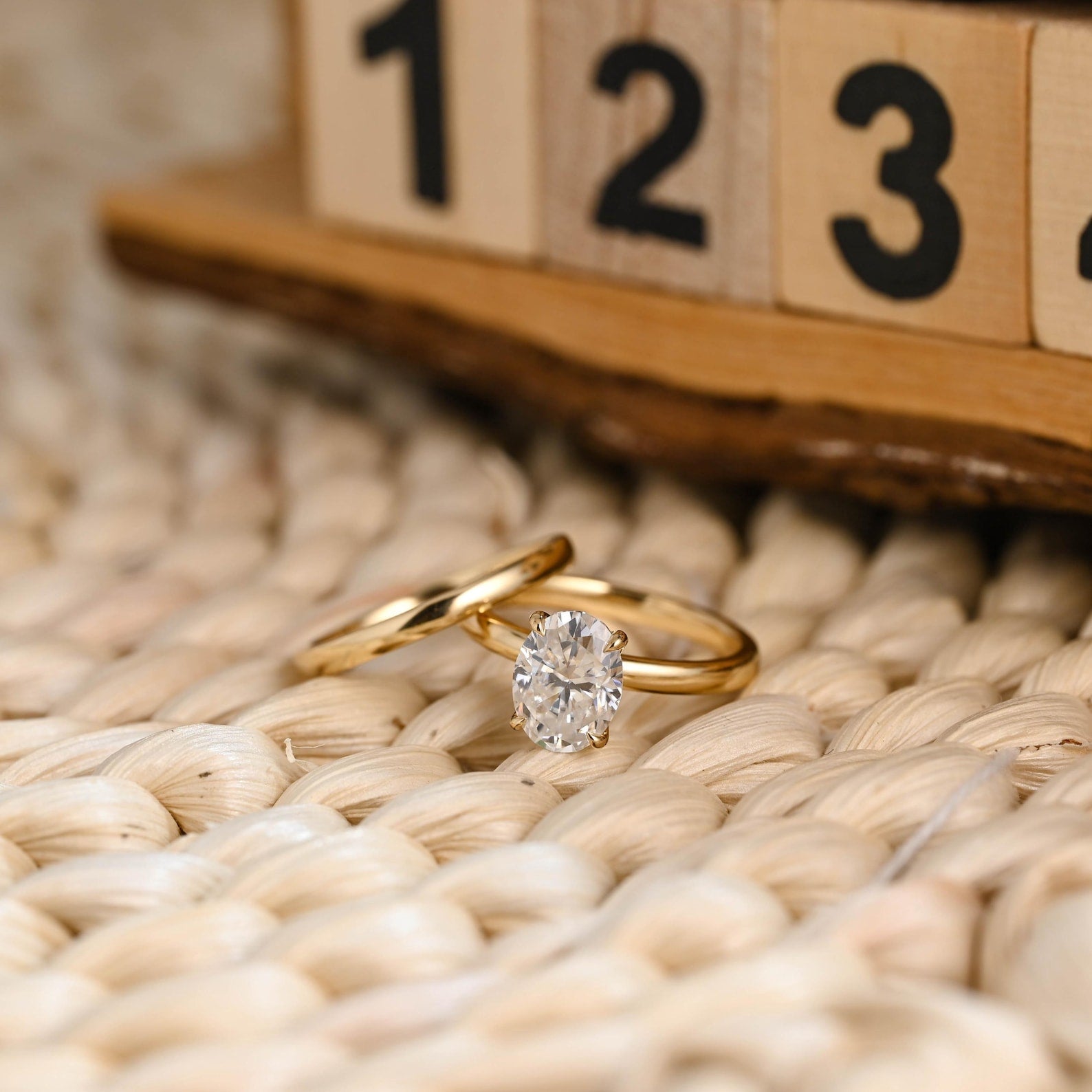 1.0 CT Round Solitaire Lab Grown Diamond Bridal Ring Set