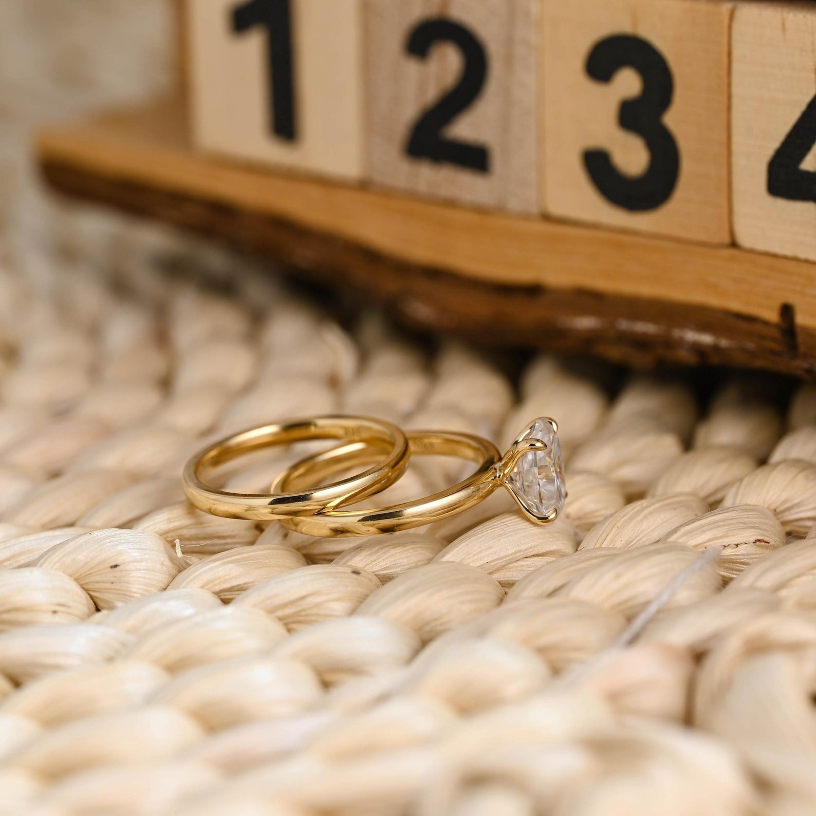 1.0 CT Round Solitaire Lab Grown Diamond Bridal Ring Set