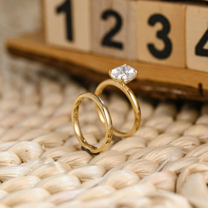 1.0 CT Round Solitaire Lab Grown Diamond Bridal Ring Set