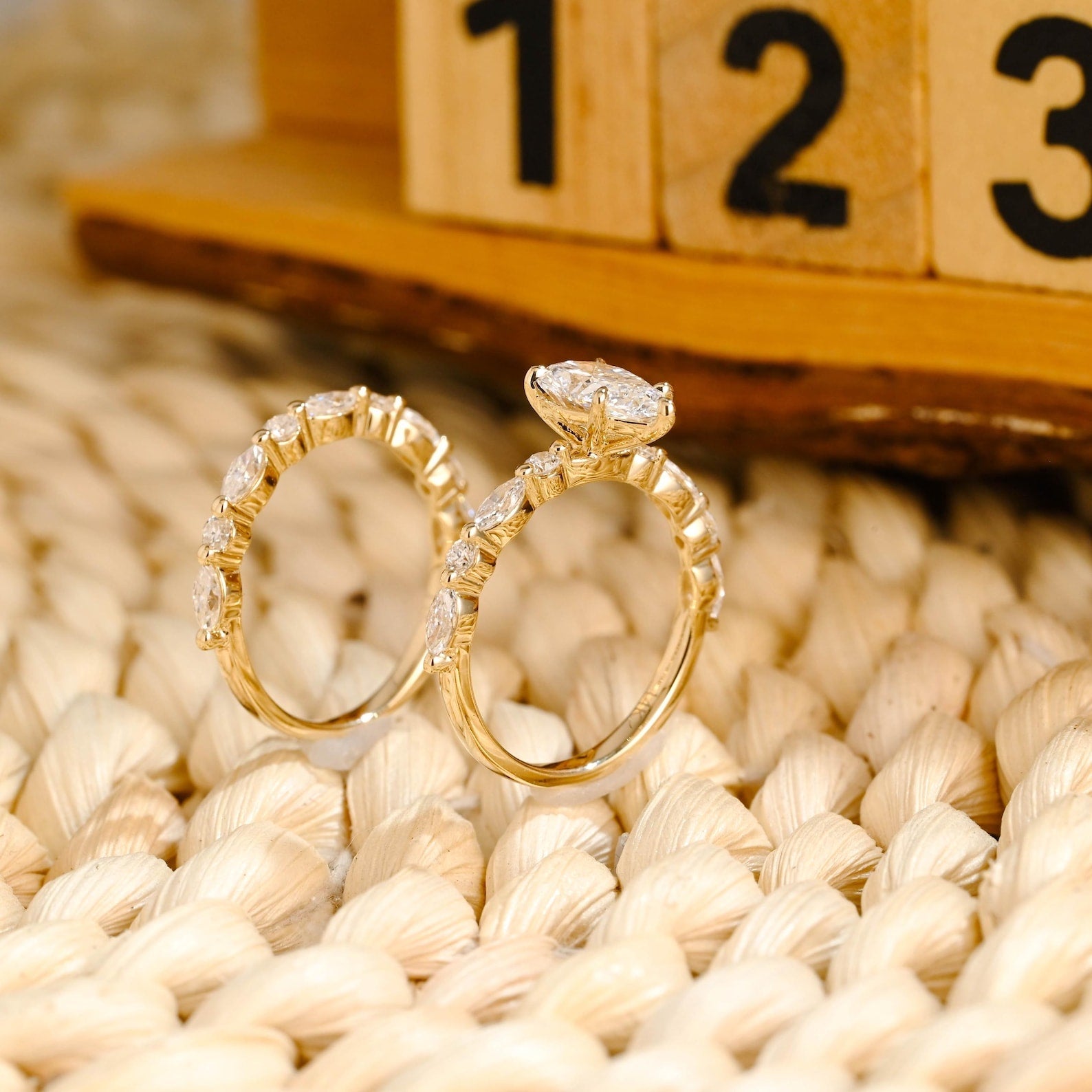 1.0 CT Round Solitaire Lab Grown Diamond Bridal Ring Set