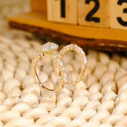 1.0 CT Round Solitaire Lab Grown Diamond Bridal Ring Set
