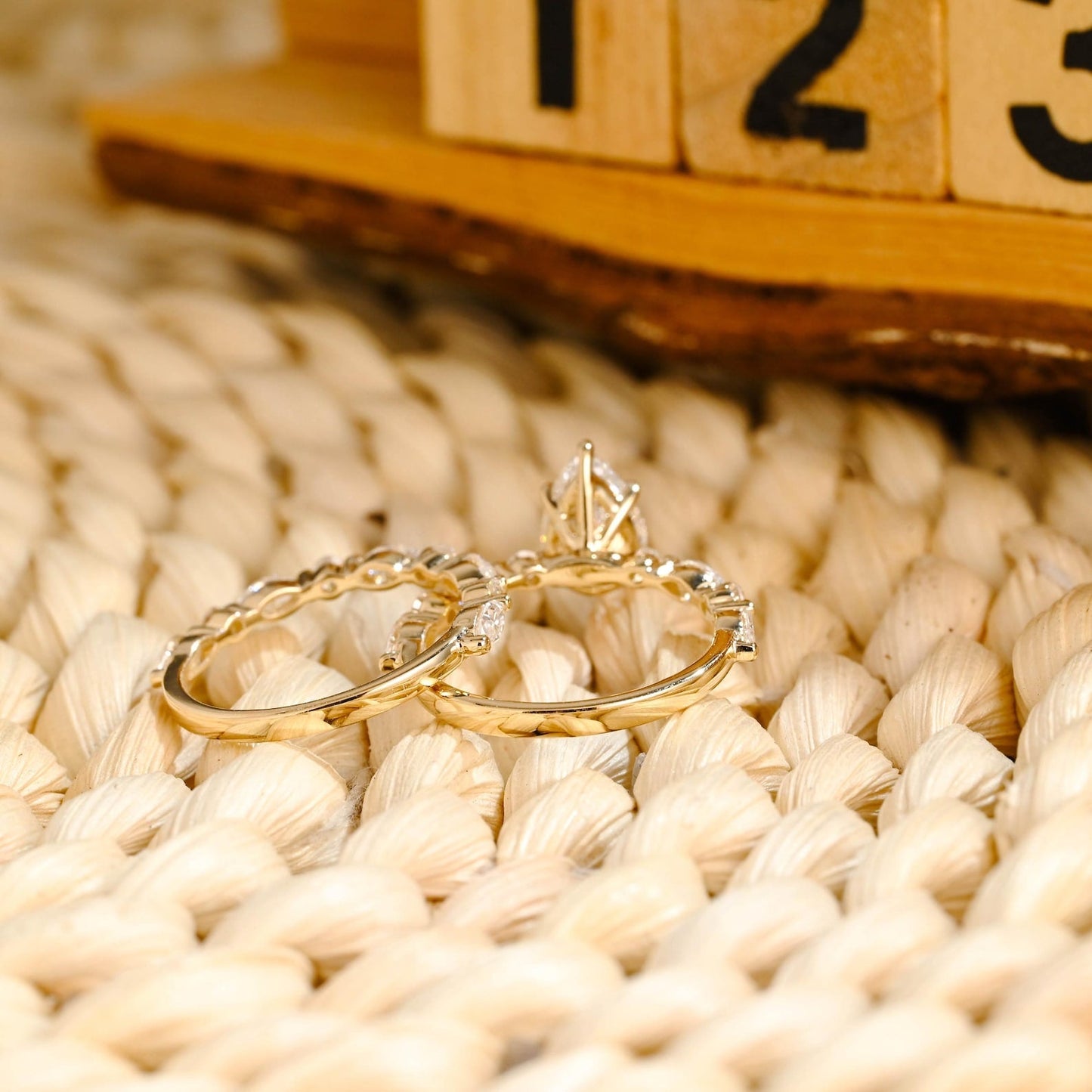 1.0 CT Round Solitaire Lab Grown Diamond Bridal Ring Set